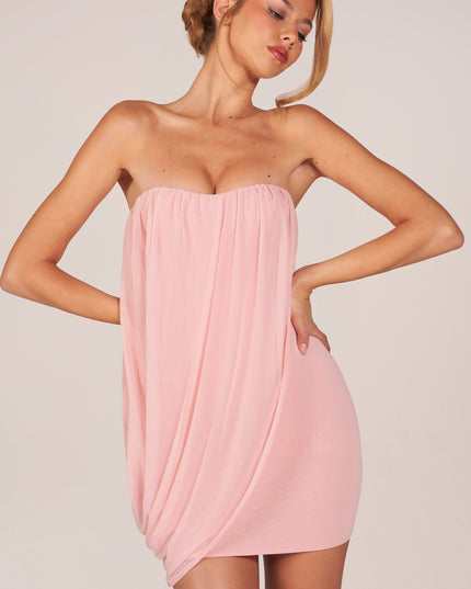Blush Pink Bandeau Draped Mini Dress