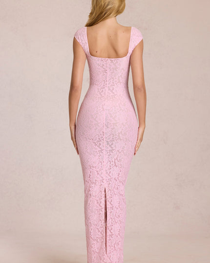 Blossom Pink Sweetheart-Neck Maxi Dress