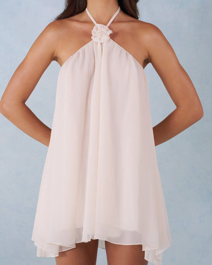 Ivory Halterneck Babydoll Mini Dress