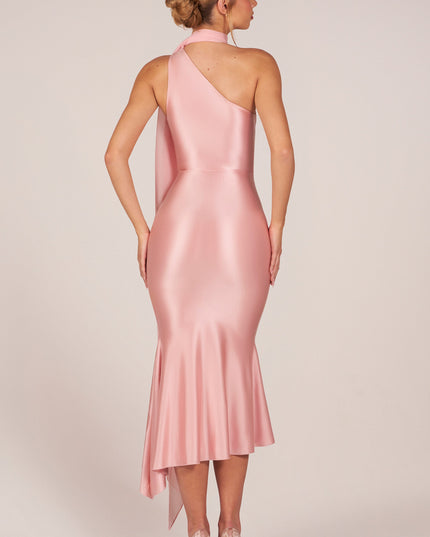 Blush Scarf-Detail Midaxi Dress