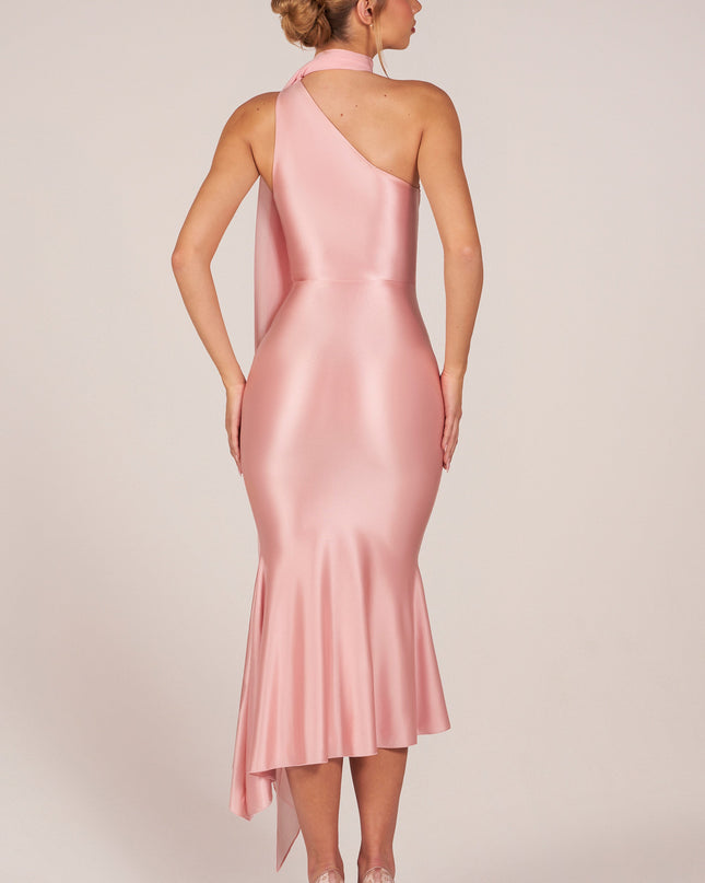 Blush Scarf-Detail Midaxi Dress