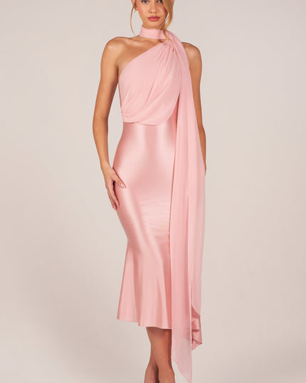 Blush Scarf-Detail Midaxi Dress