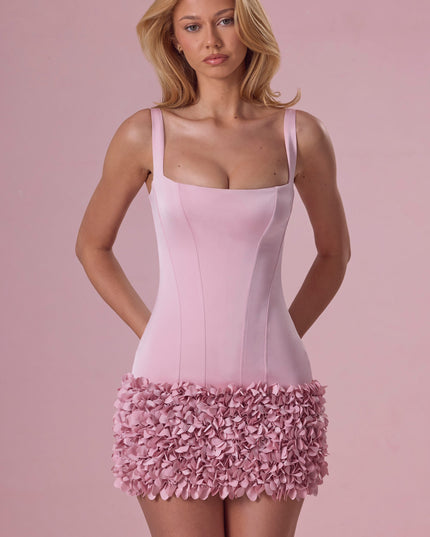 Blush Pink Satin Mini Dress