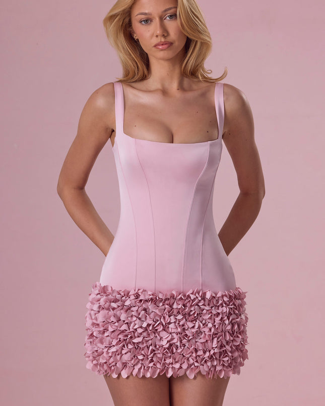 Blush Pink Satin Mini Dress