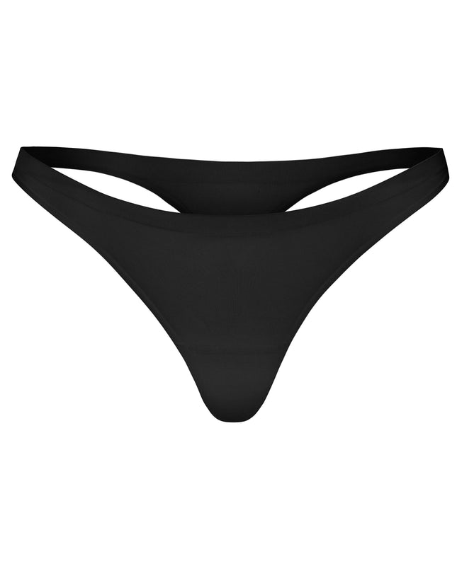 Black Seamless Knit Thong