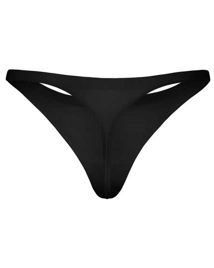 Black Seamless Knit Thong