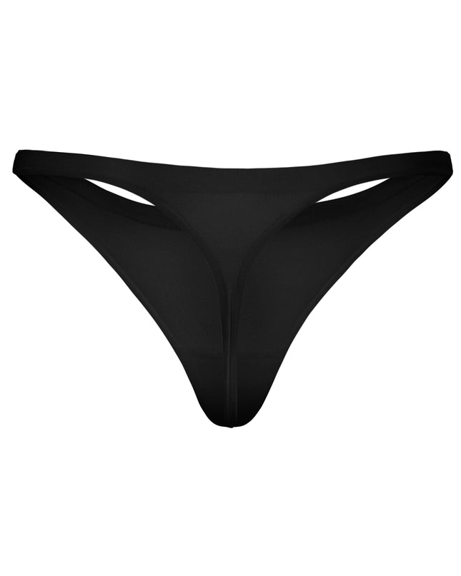 Black Seamless Knit Thong