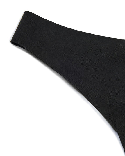 Black Seamless Knit Thong
