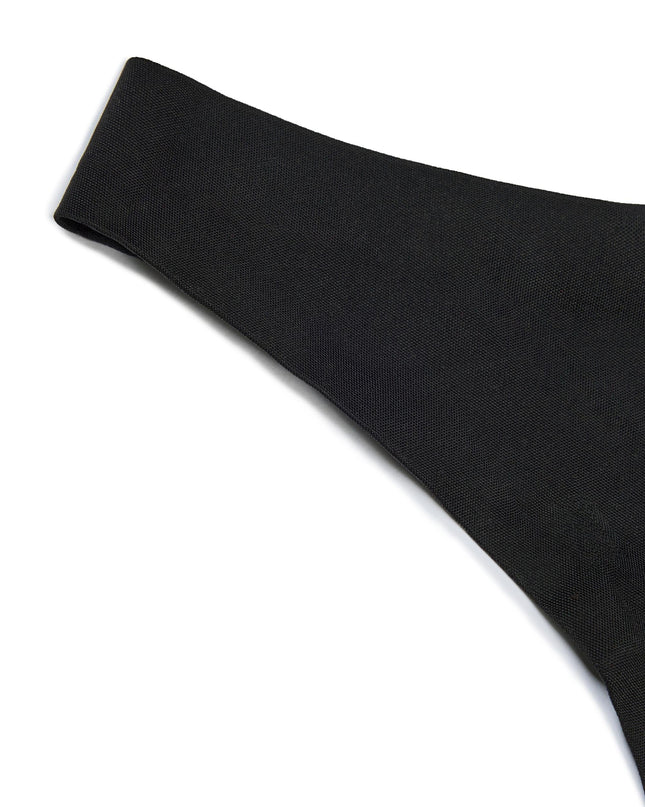 Black Seamless Knit Thong