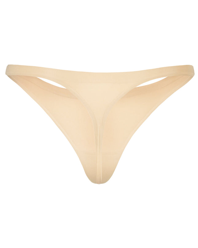 Warm Peach Seamless Knit Thong
