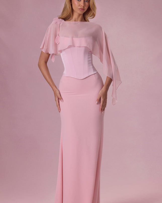Blush Satin Corset Bridesmaid Dress