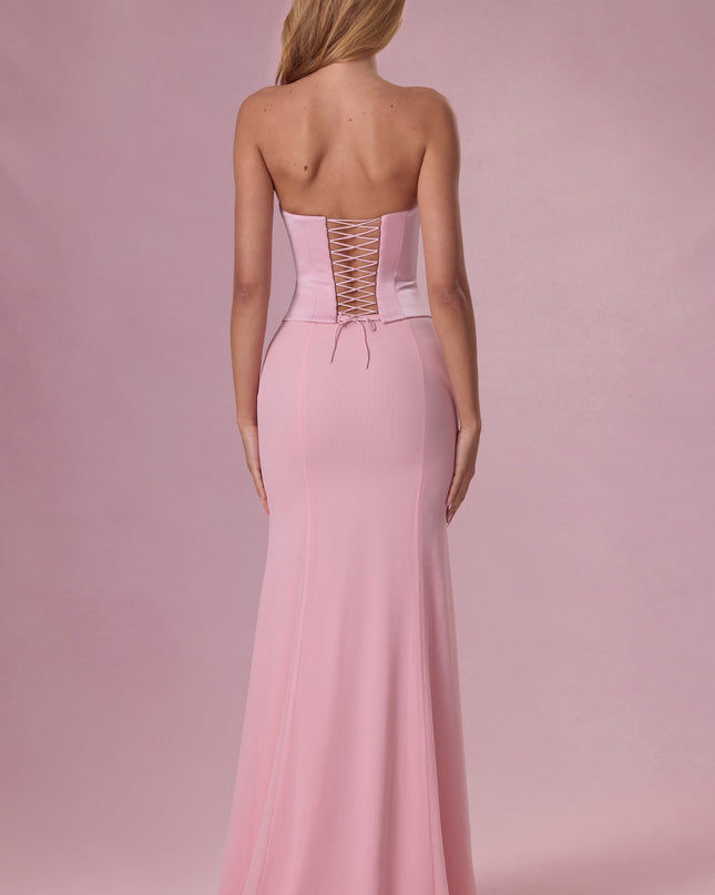 Blush Satin Corset Bridesmaid Dress