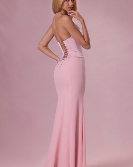 Blush Satin Corset Bridesmaid Dress