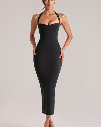 Black Halterneck Midaxi Dress