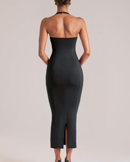 Black Halterneck Midaxi Dress