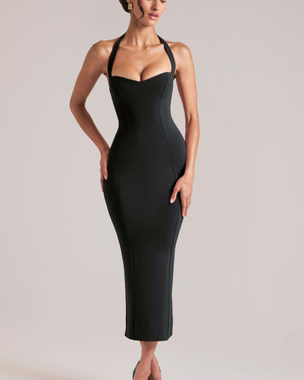 Black Halterneck Midaxi Dress
