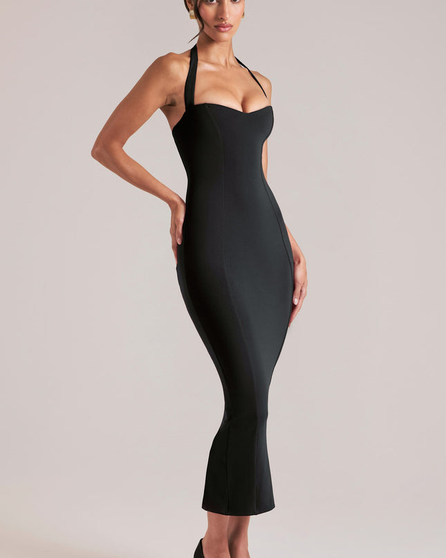 Black Halterneck Midaxi Dress