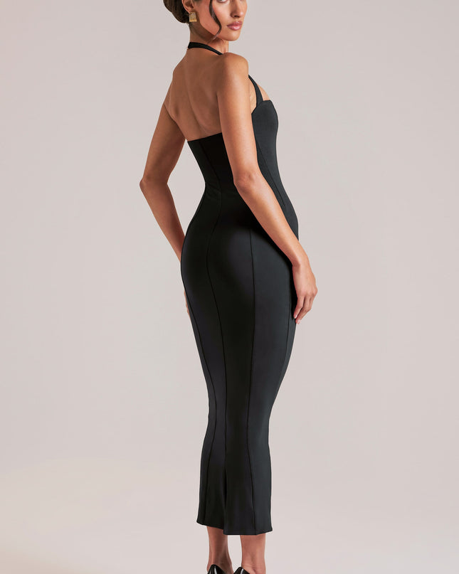 Black Halterneck Midaxi Dress