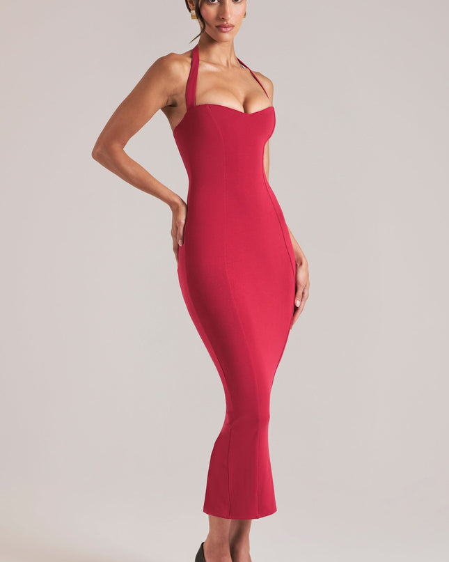 Cherry Red Halterneck Midaxi Dress