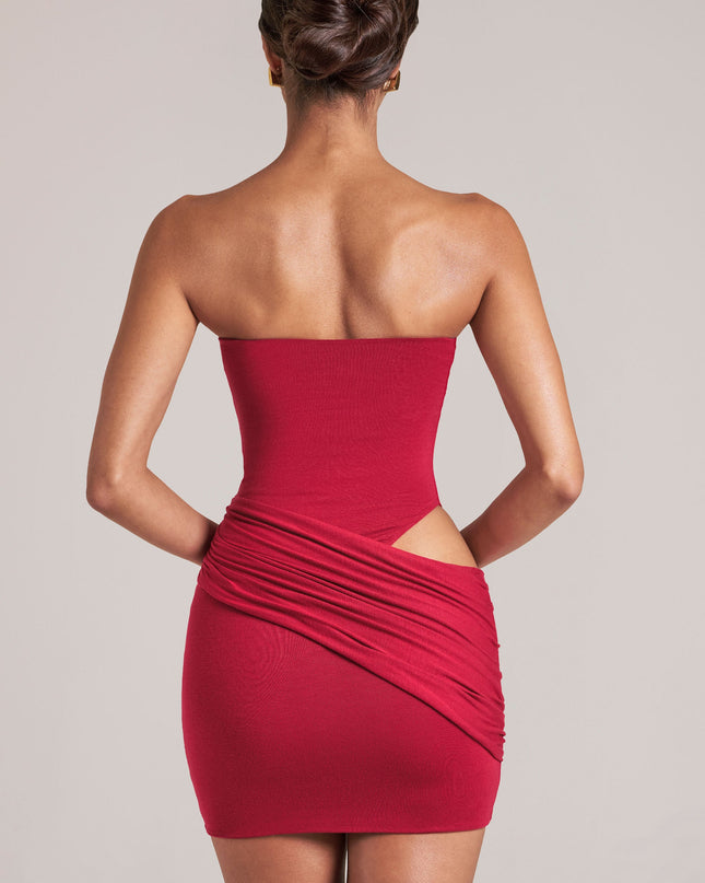 Cherry Red Bandeau Bodycon Mini Dress