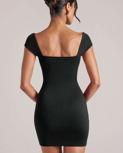 Black Sweetheart Neckline Mini Dress