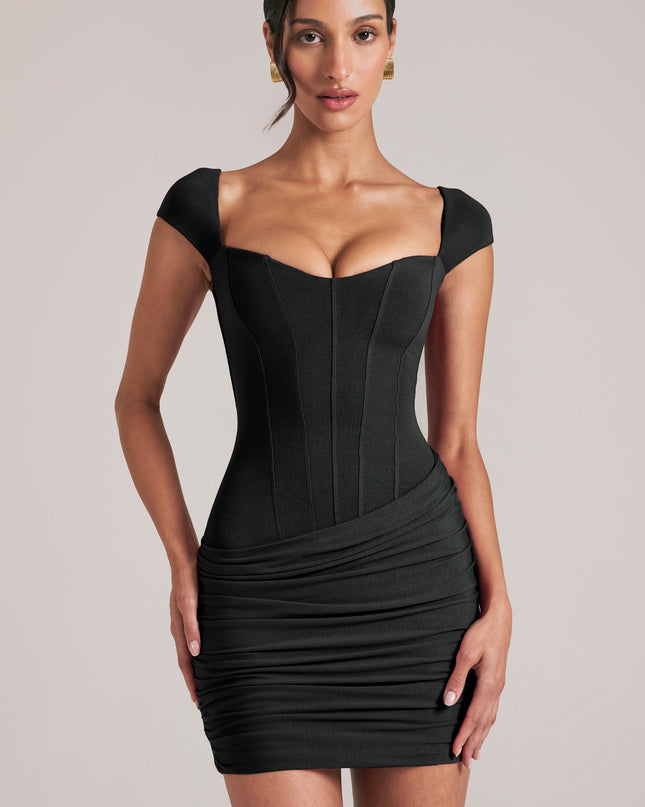 Black Sweetheart Neckline Mini Dress