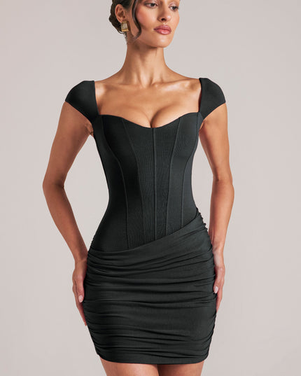 Black Sweetheart Neckline Mini Dress