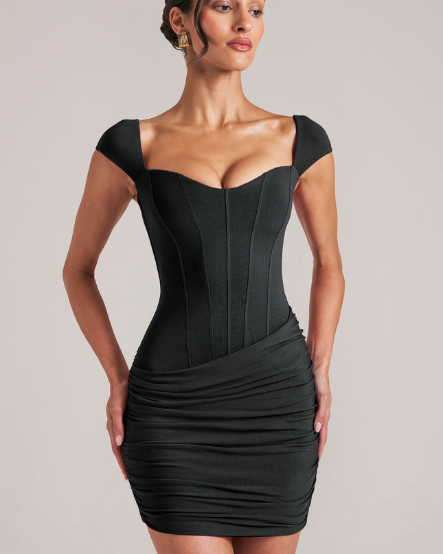 Black Sweetheart Neckline Mini Dress