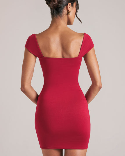 Cherry Red Sweetheart Neckline Mini Dress