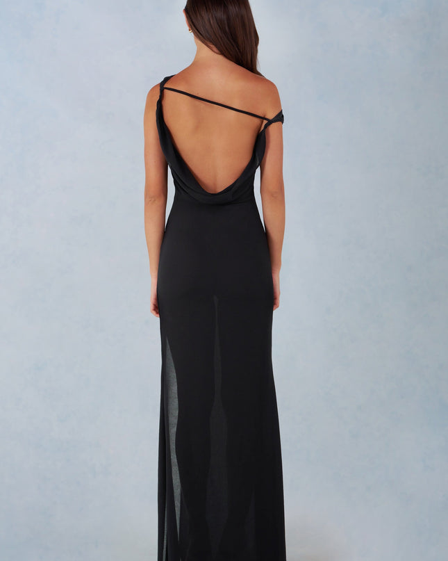 Black One-Shoulder Maxi Dress