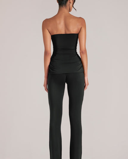 Black Mid-Rise Fitted Trousers