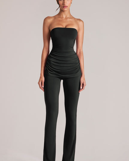 Black Mid-Rise Fitted Trousers