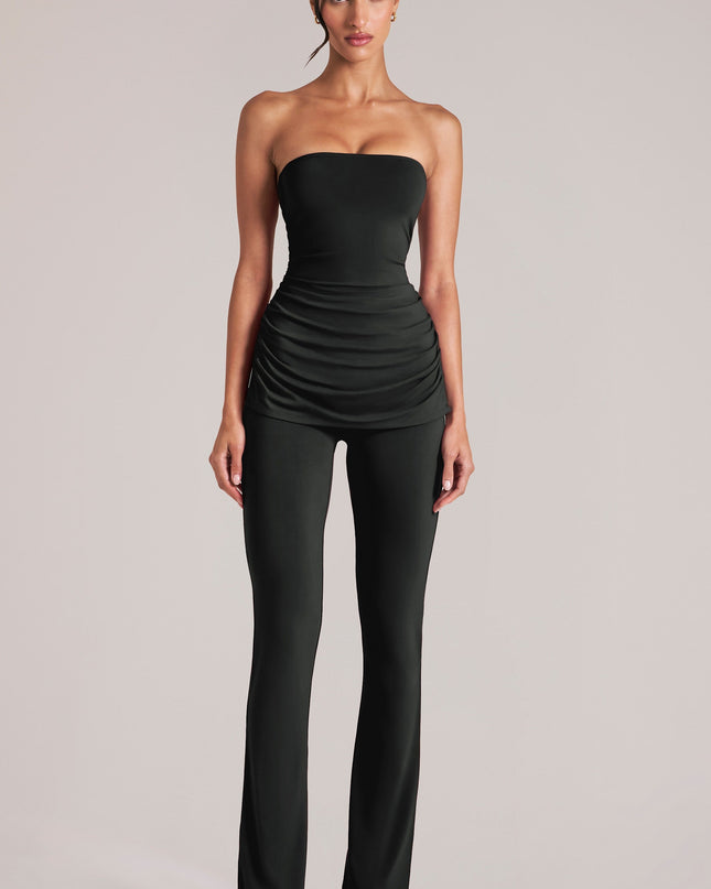 Black Mid-Rise Fitted Trousers