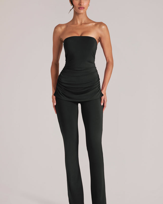 Black Mid-Rise Fitted Trousers