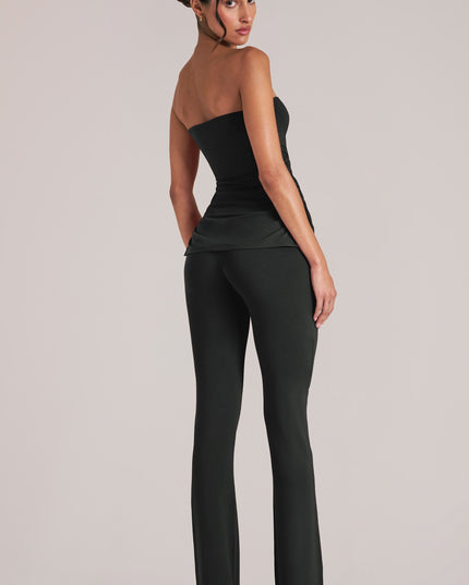 Black Mid-Rise Fitted Trousers