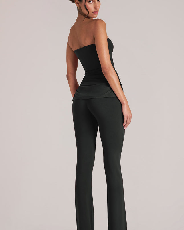 Black Mid-Rise Fitted Trousers
