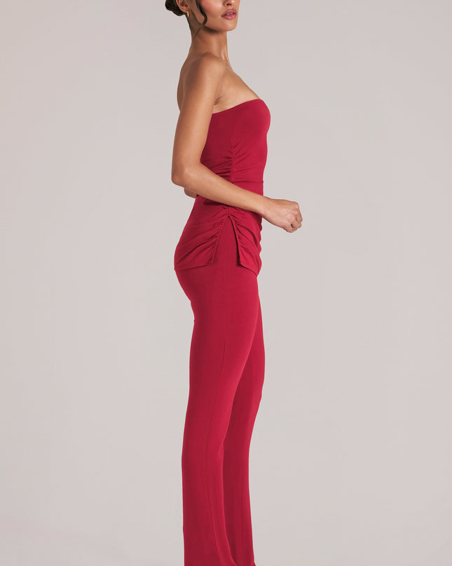 Cherry Red Mid-Rise Fitted Trousers
