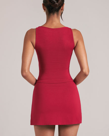 Cherry Red Square-Neck Top