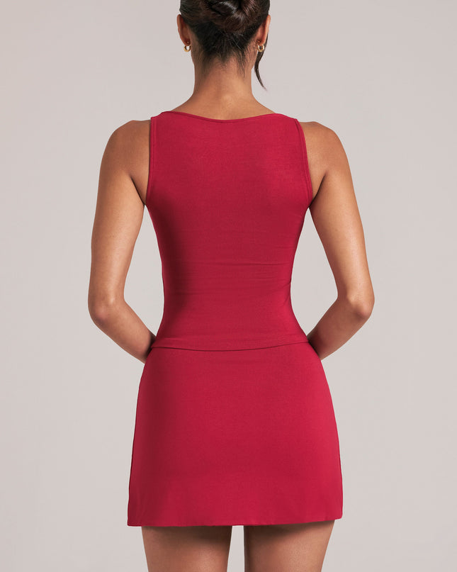 Cherry Red Square-Neck Top