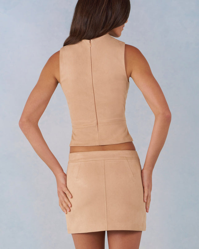 Tan Faux Suede Mid-Rise Mini Skirt
