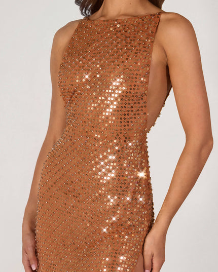 Bronze Embellished Maxi Dress
