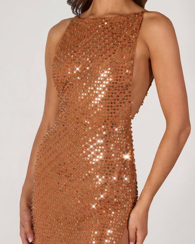 Bronze Embellished Maxi Dress