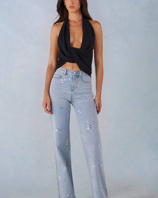 Light Denim Mid-Rise Straight-Leg Jeans