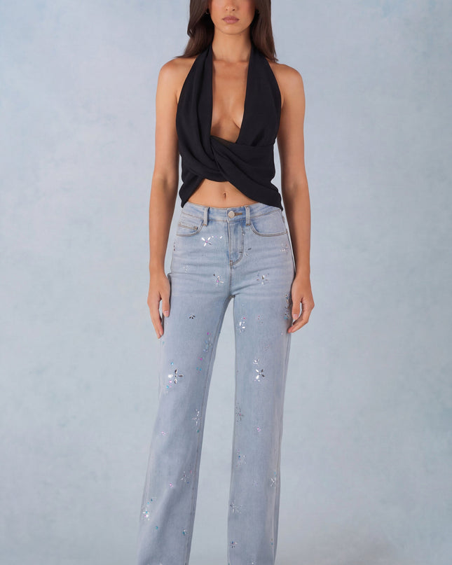Light Denim Mid-Rise Straight-Leg Jeans