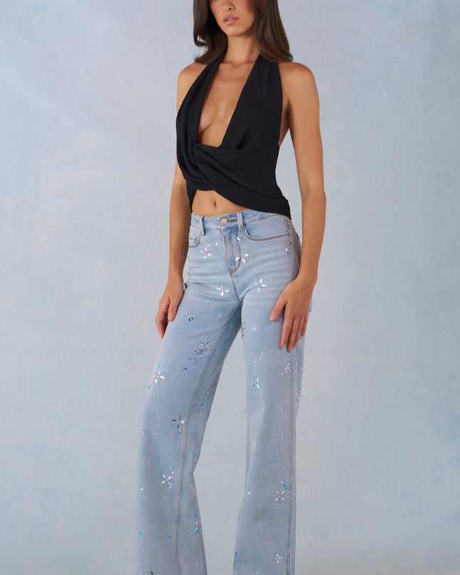 Light Denim Mid-Rise Straight-Leg Jeans