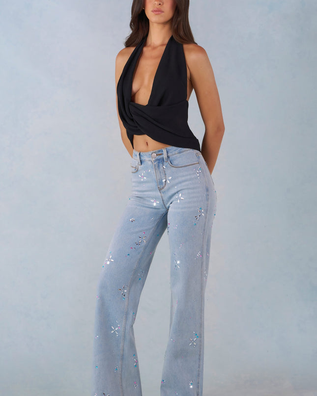 Light Denim Mid-Rise Straight-Leg Jeans