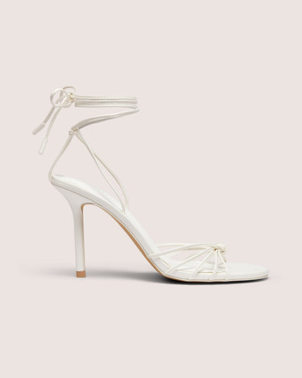 White Lace-Up Heeled Sandal