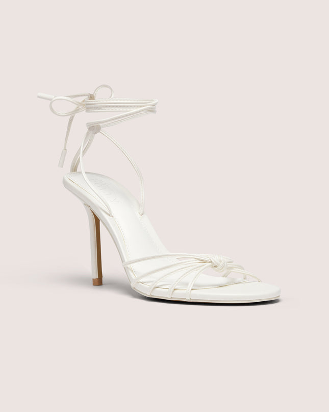 White Lace-Up Heeled Sandal