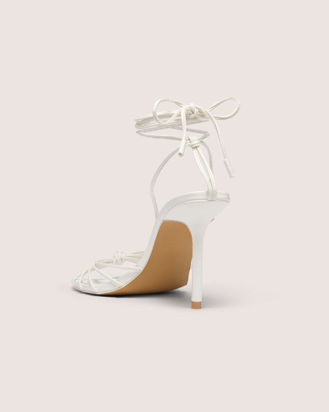 White Lace-Up Heeled Sandal
