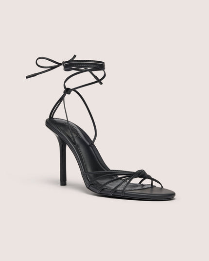 Black Lace-Up Heeled Sandal
